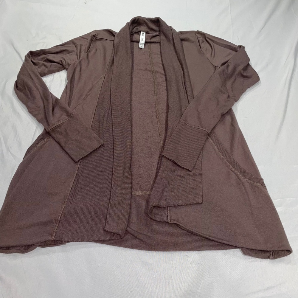 Athleta Pranayama Wrap II Cardigan Mauve Brown Modal French Terry XS